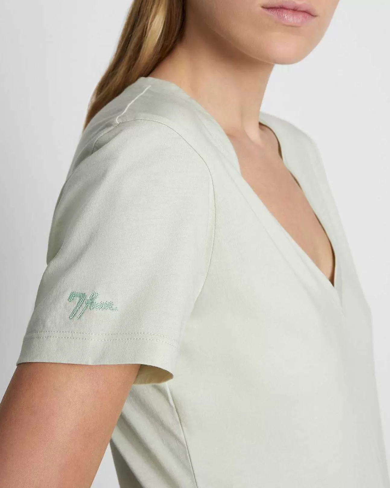 Bovenkanten*Dames 7 For All Mankind Pima Cotton Easy T-Shirt Met V-Hals Prairie-Zonsondergang