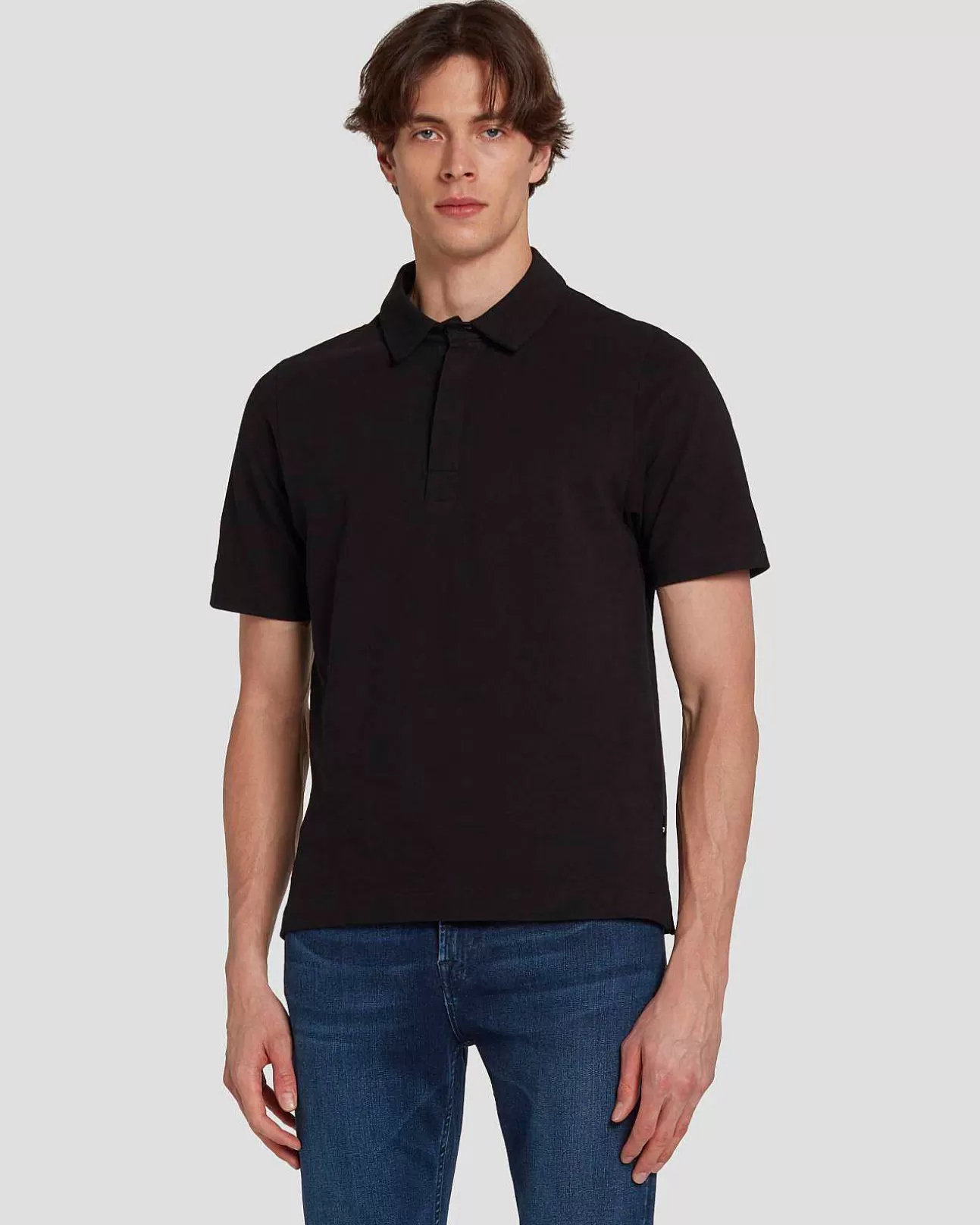 Overhemden*Heren 7 For All Mankind Pique Gebreide Polo In Marine