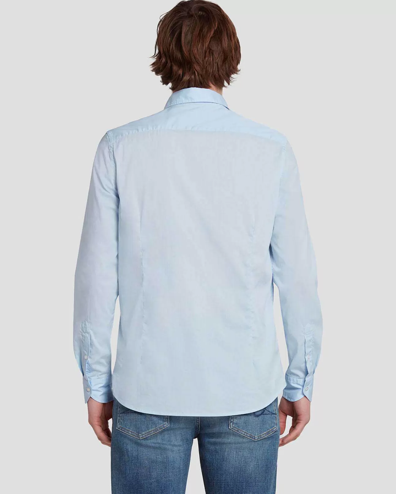 Overhemden*Heren 7 For All Mankind Poplin Overhemd Met Lange Mouwen Zwart