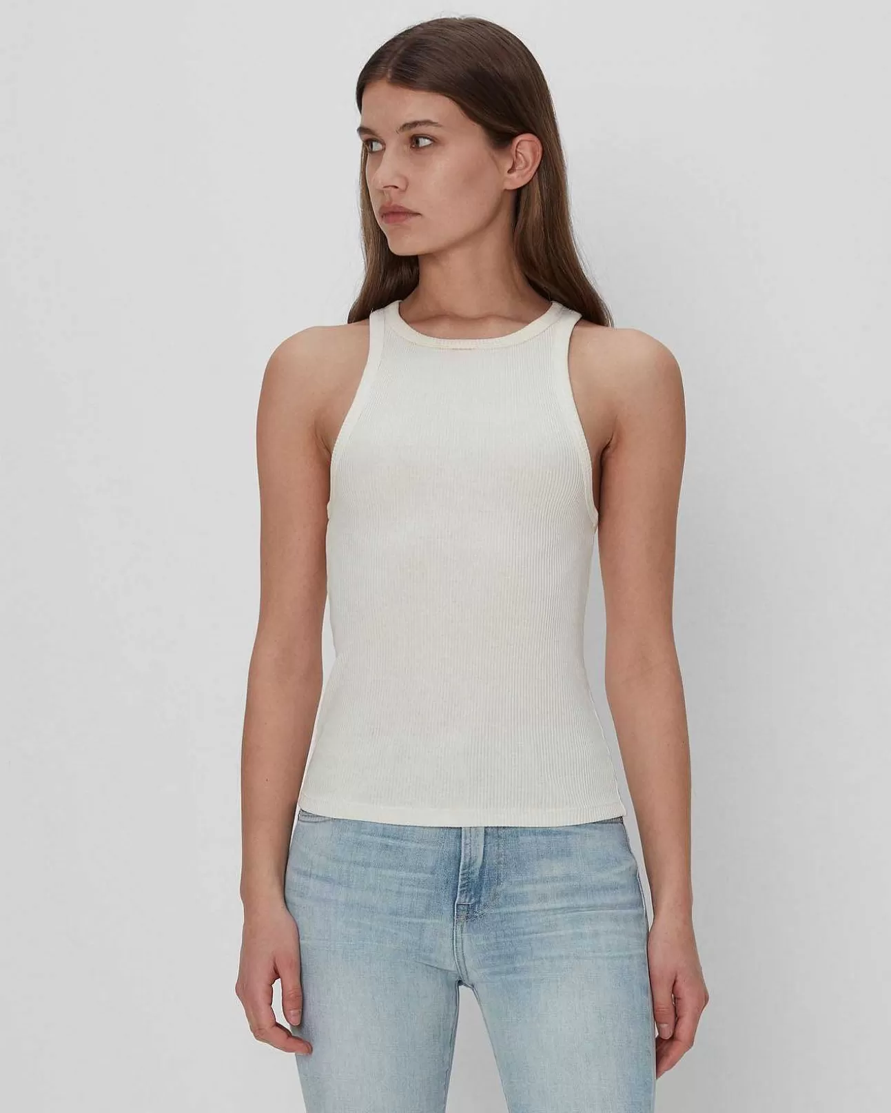 Bovenkanten*Dames 7 For All Mankind Racerbacktank-In Zachte Leisteen