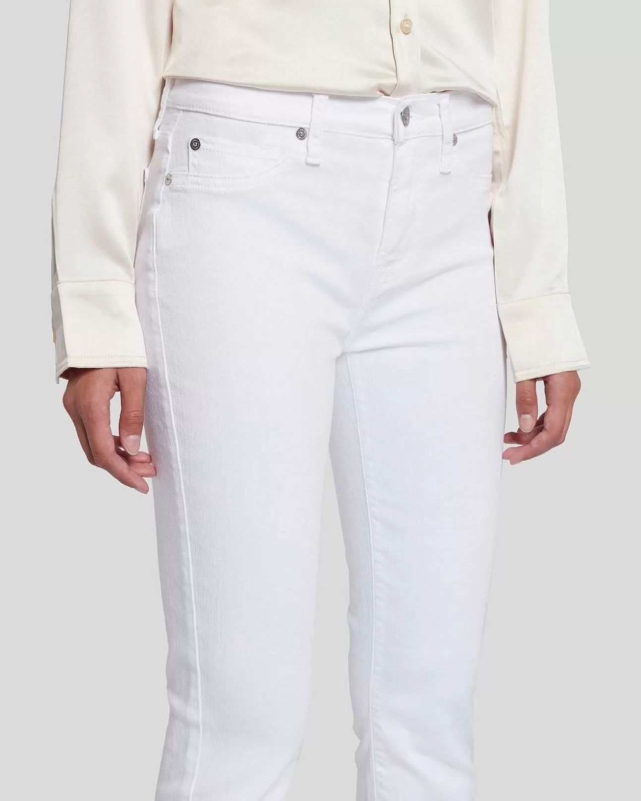 Jeans*Dames 7 For All Mankind Roxanne-Enkel Met Ruwe Zoom In Witte Mode Welke Mode