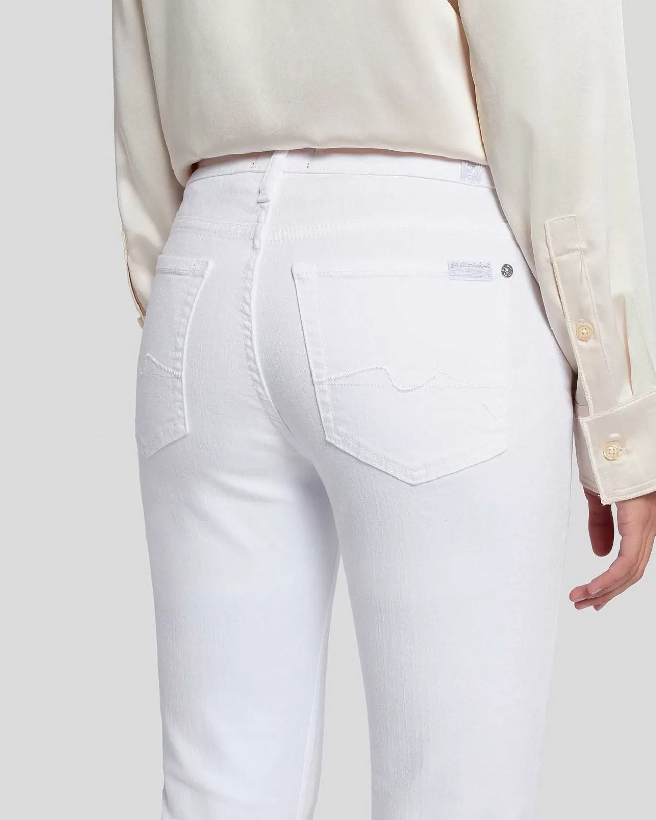 Jeans*Dames 7 For All Mankind Roxanne-Enkel Met Ruwe Zoom In Witte Mode Welke Mode