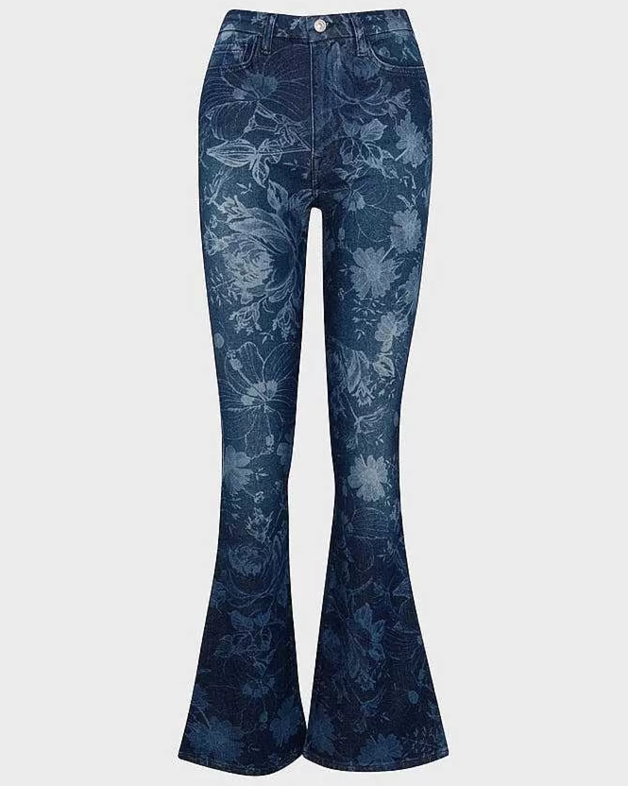 Jeans*Dames 7 For All Mankind Skinny Bootcut Met Ultrahoge Taille Sprookjesachtige Bloemenindigo