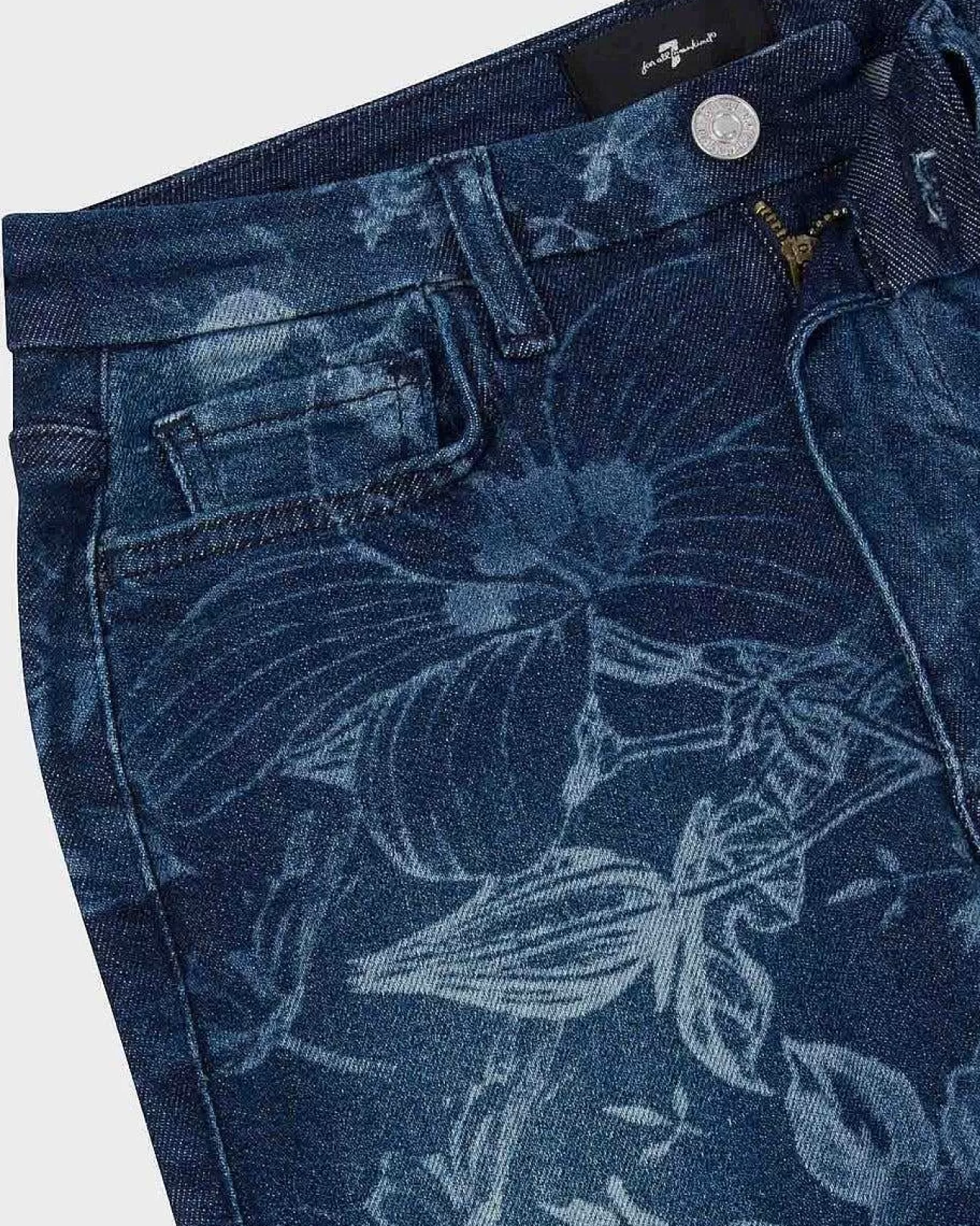 Jeans*Dames 7 For All Mankind Skinny Bootcut Met Ultrahoge Taille Sprookjesachtige Bloemenindigo