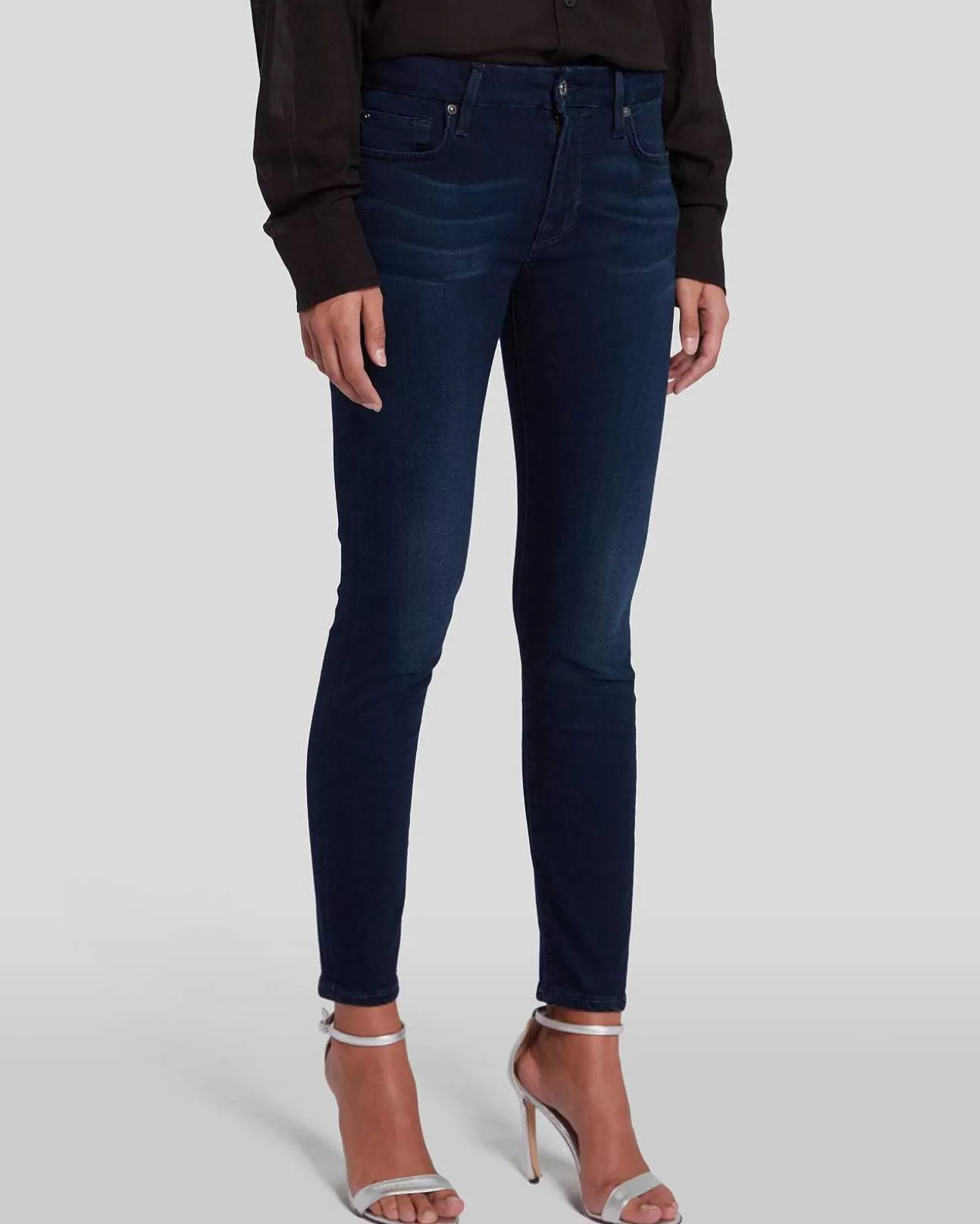 Jeans*Dames 7 For All Mankind Slanke Illusie Enkelskinny In Schemerblauw Siltwltblu