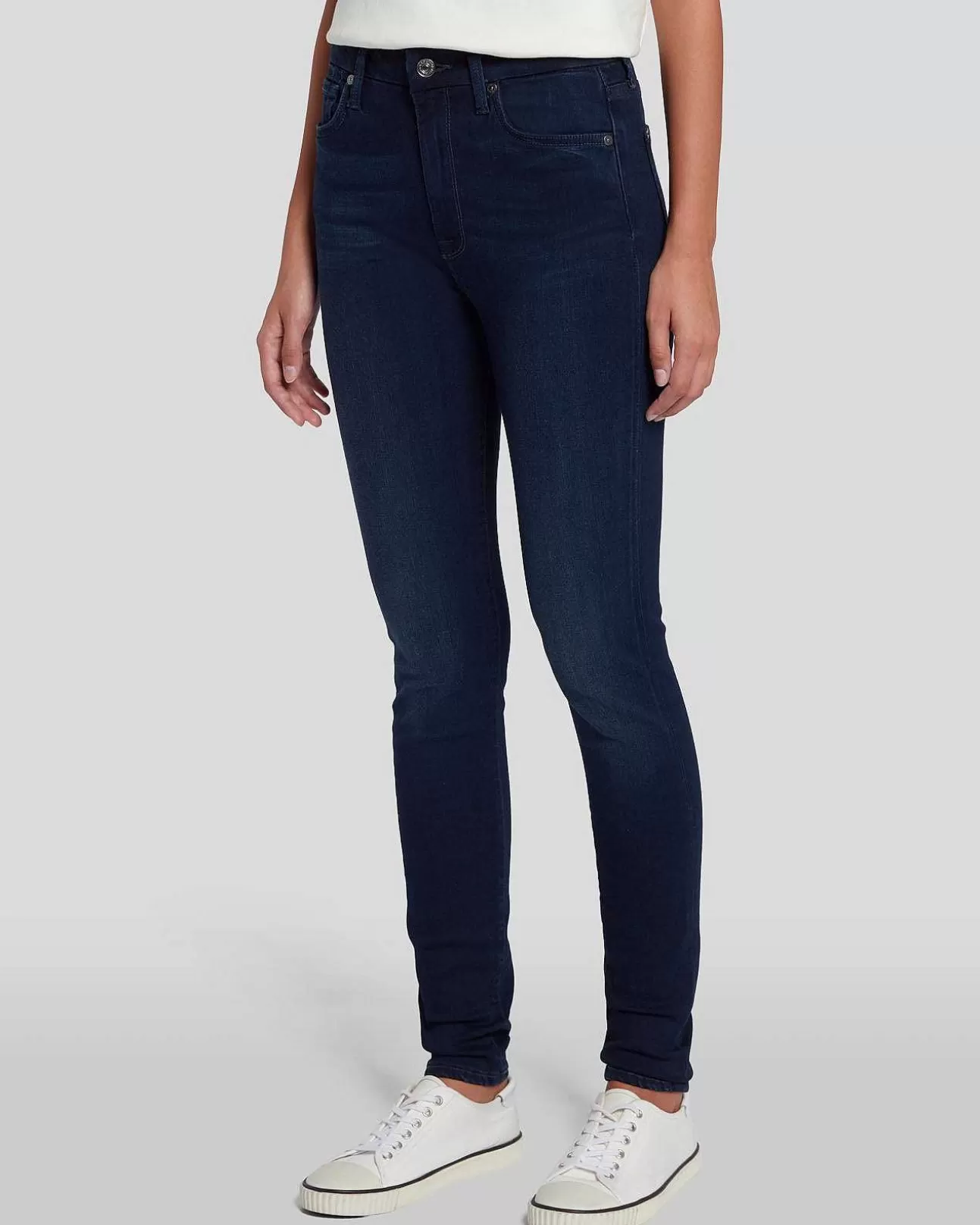 Jeans*Dames 7 For All Mankind Slanke Illusie Hoge Taille Skinny In Schemerblauw Siltwltblu