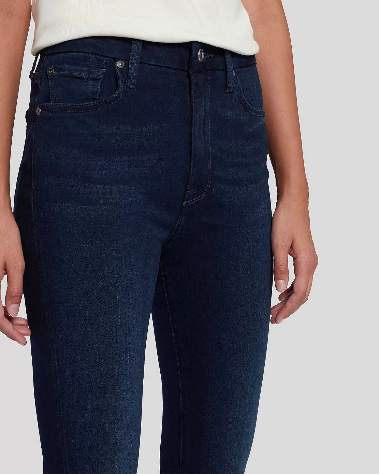 Jeans*Dames 7 For All Mankind Slanke Illusie Hoge Taille Skinny In Schemerblauw Siltwltblu