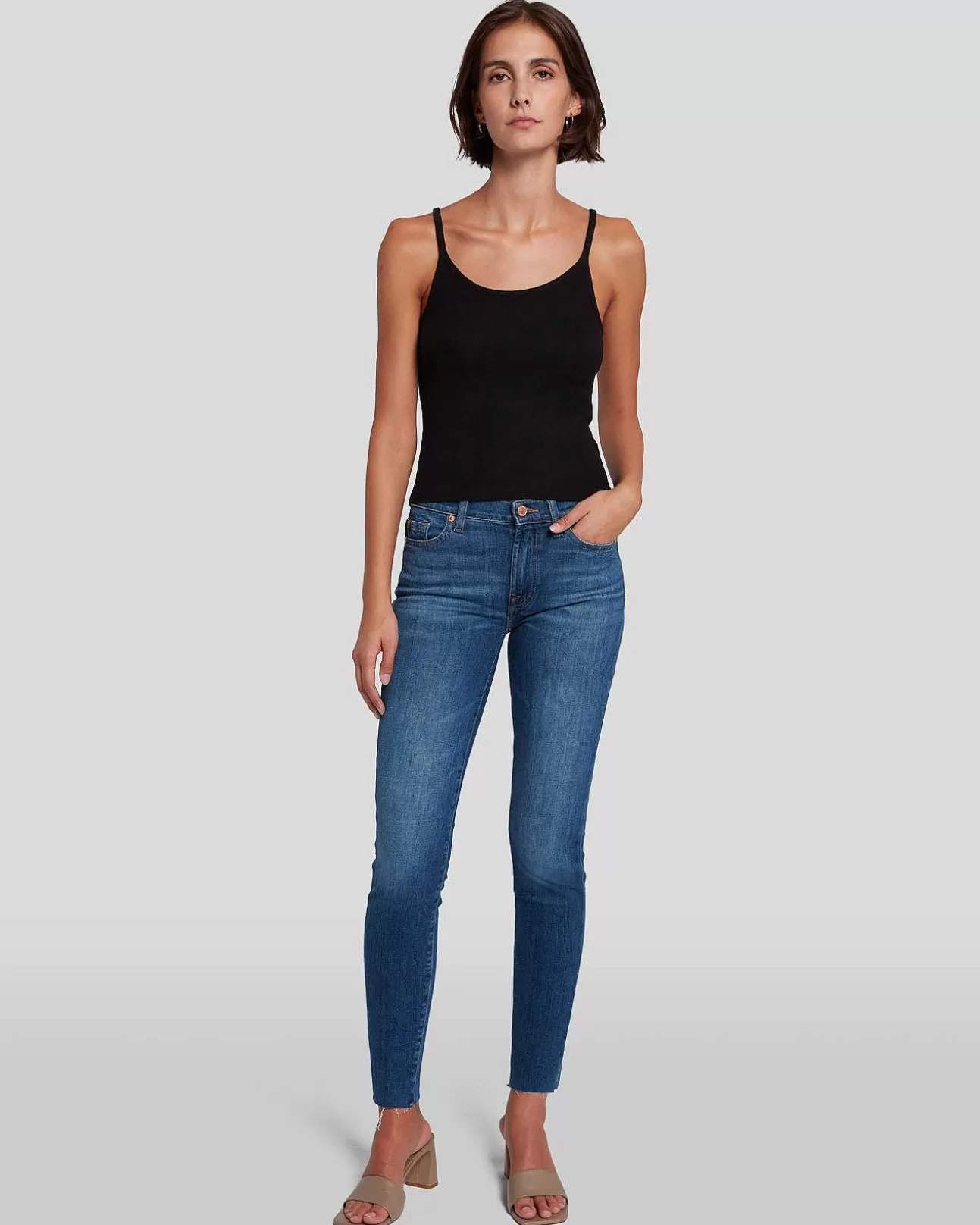 Jeans*Dames 7 For All Mankind Slim Illusion Hoge Taille Skinny-In Hoogtelijn