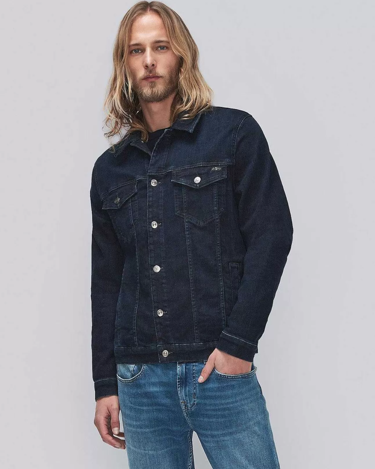 Jeans*Heren 7 For All Mankind Stretch Tek Perfect Truckerjack In Oorspronkelijk