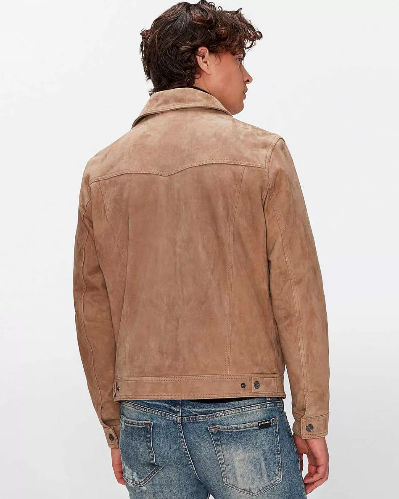 Jassen En Jassen*Heren 7 For All Mankind Suede Westernjack In Bamboe