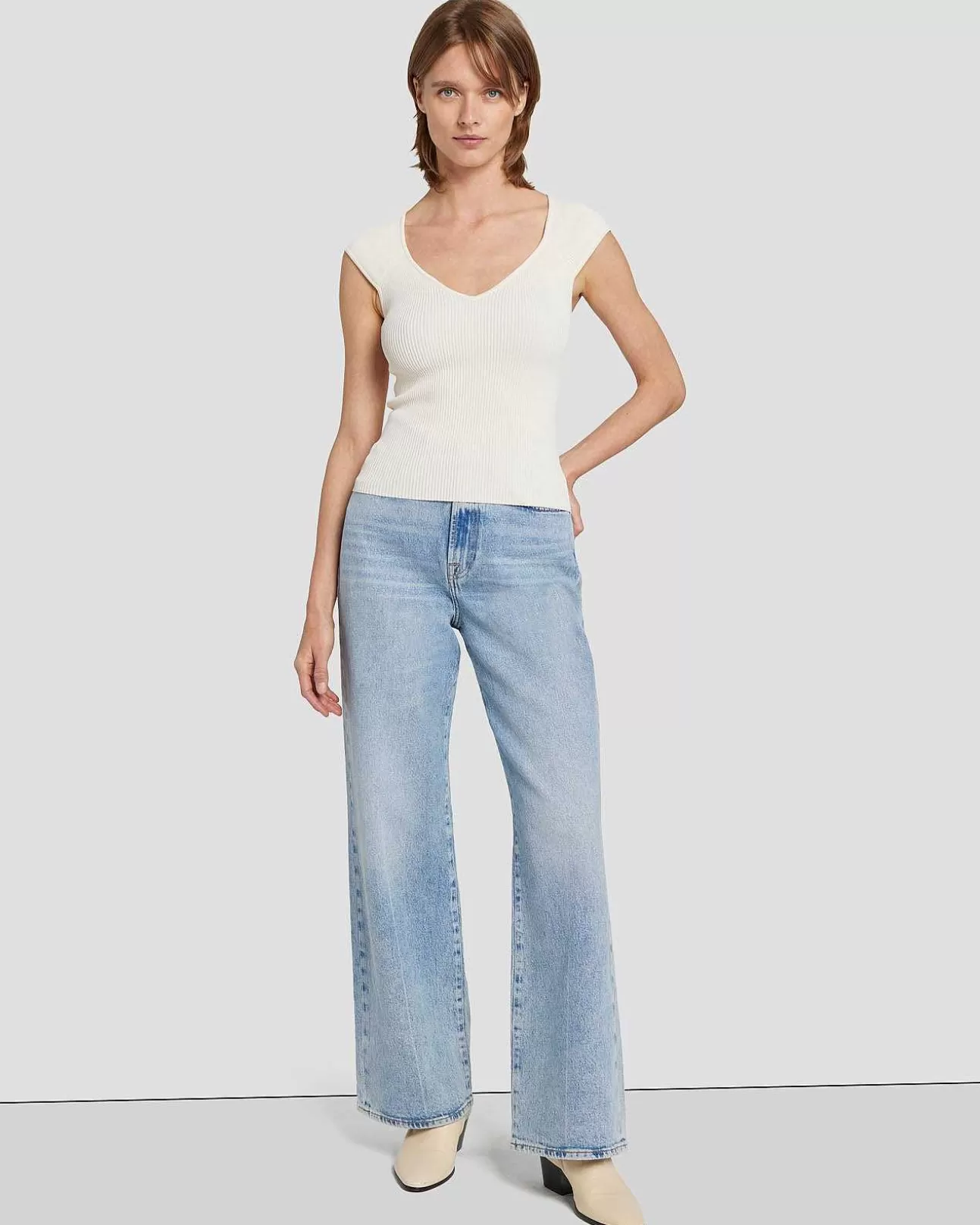 Bovenkanten*Dames 7 For All Mankind Sweetheart Ribtop In Room