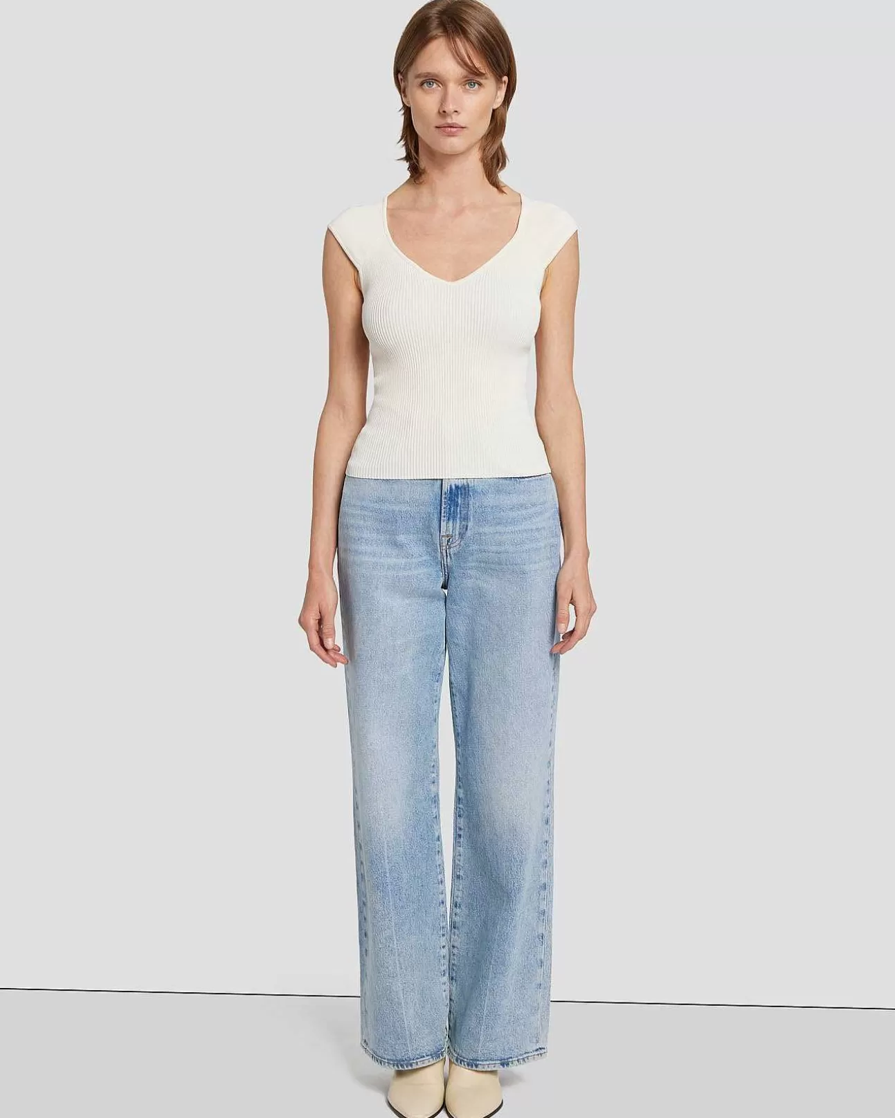 Bovenkanten*Dames 7 For All Mankind Sweetheart Ribtop In Room