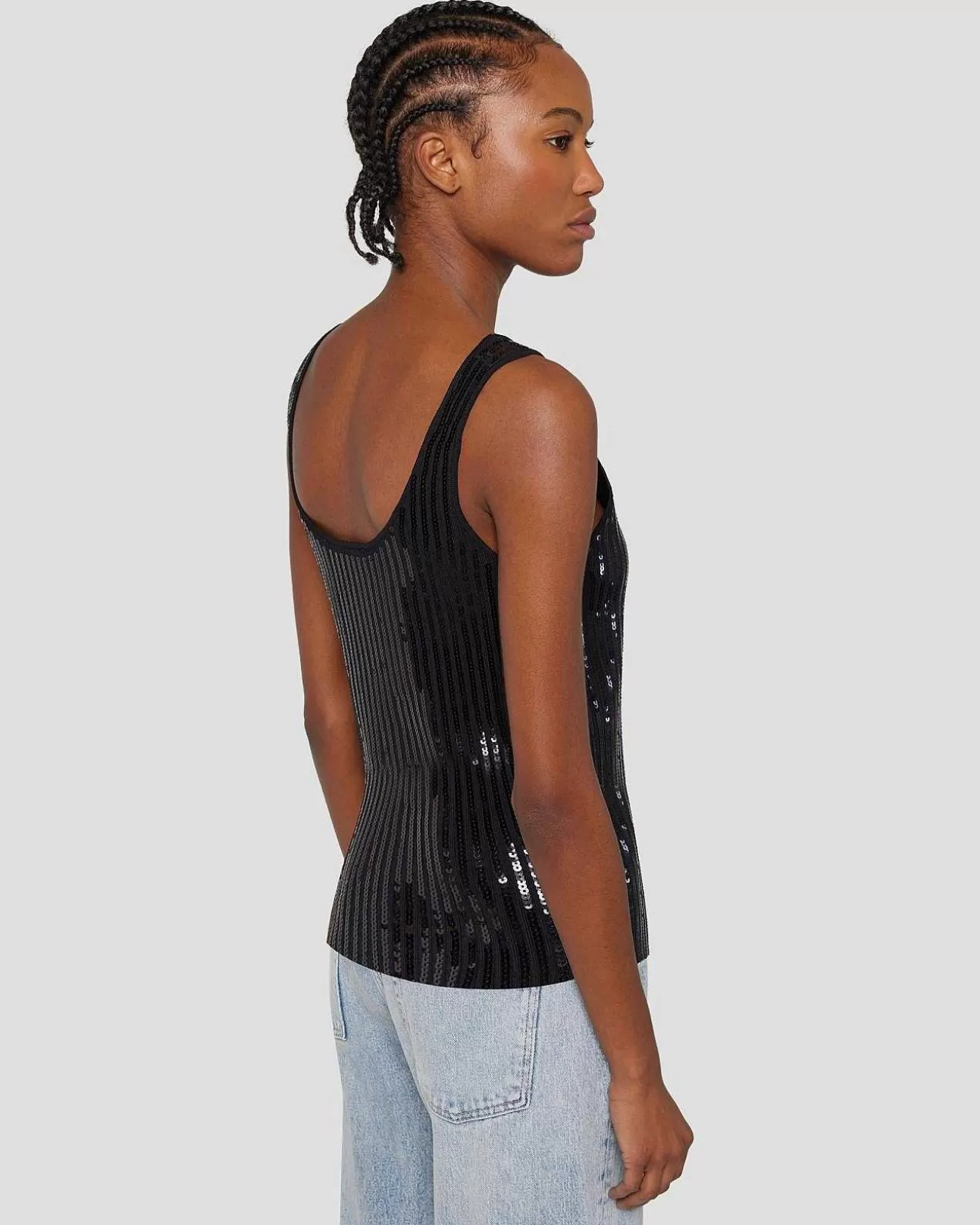 Bovenkanten*Dames 7 For All Mankind Tanktop Met Pailletten Zwart