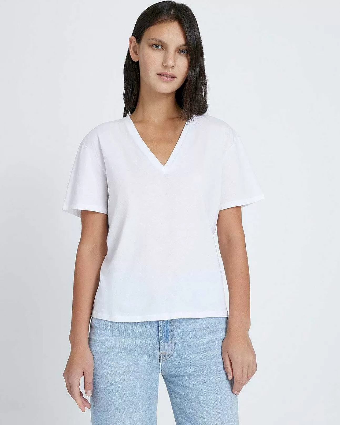 Bovenkanten*Dames 7 For All Mankind T-Shirt Met V-Hals Wit