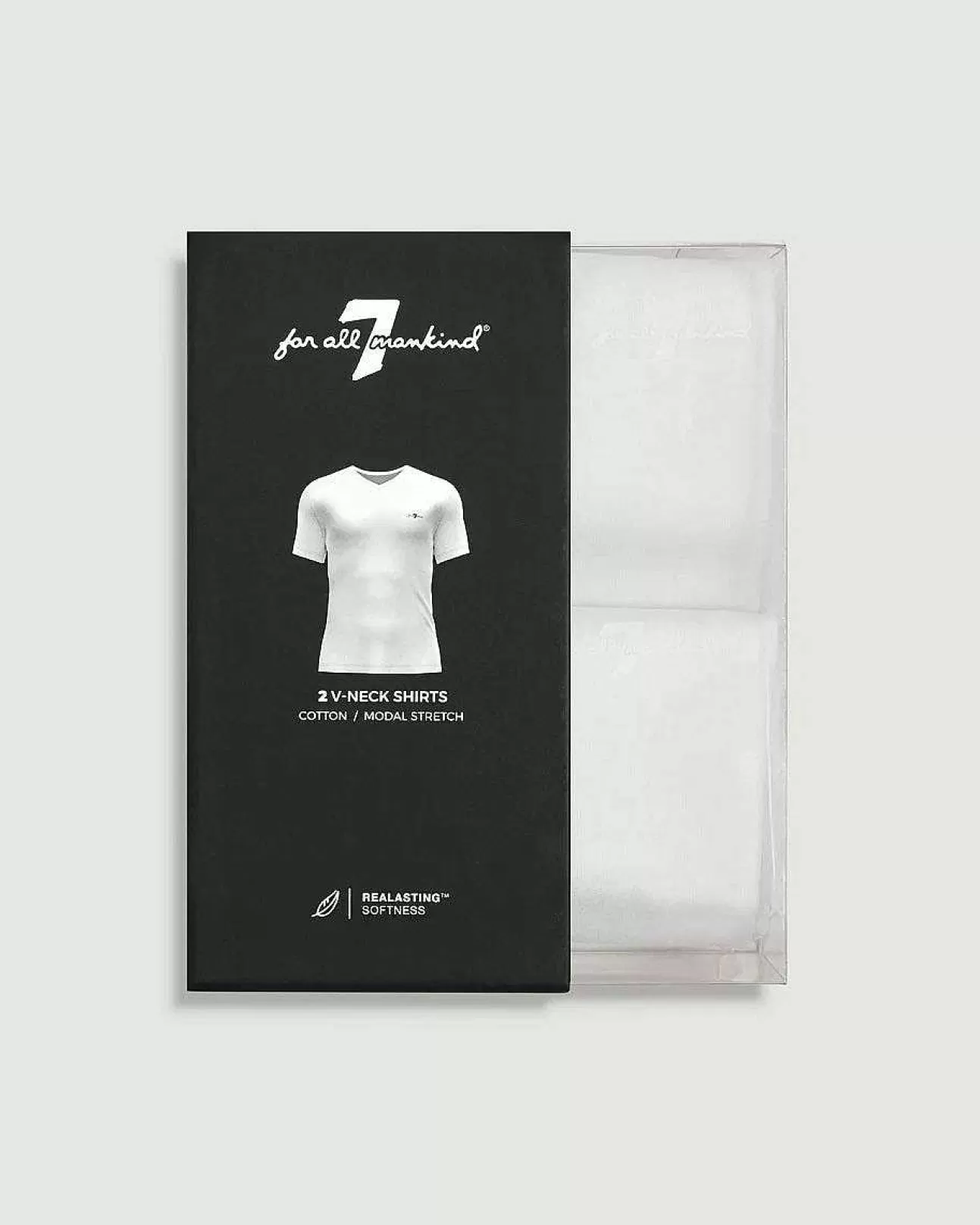 T-Stukken*Heren 7 For All Mankind T-Shirt Met V-Hals, Set Van 2 Wit