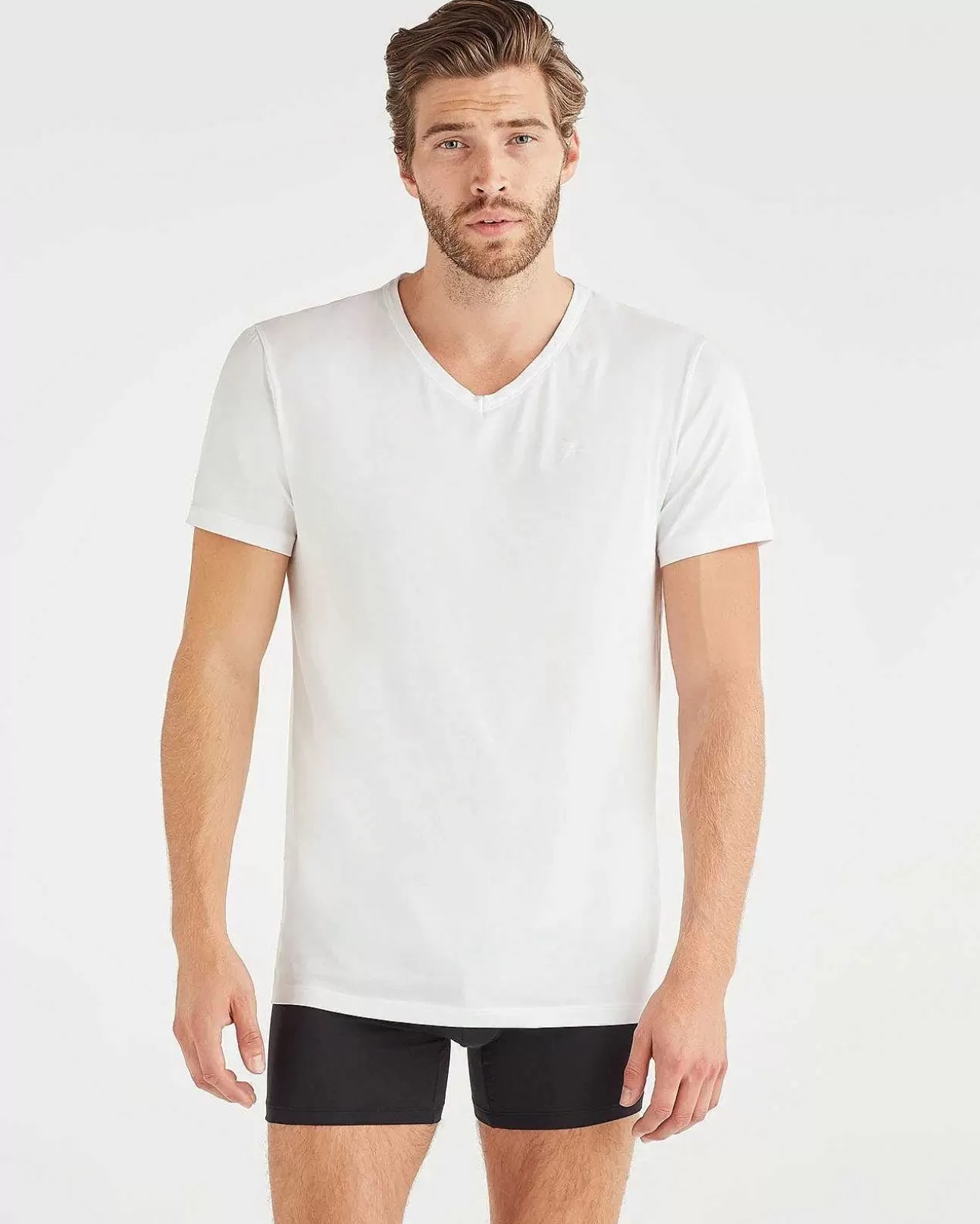 T-Stukken*Heren 7 For All Mankind T-Shirt Met V-Hals, Set Van 2 Wit