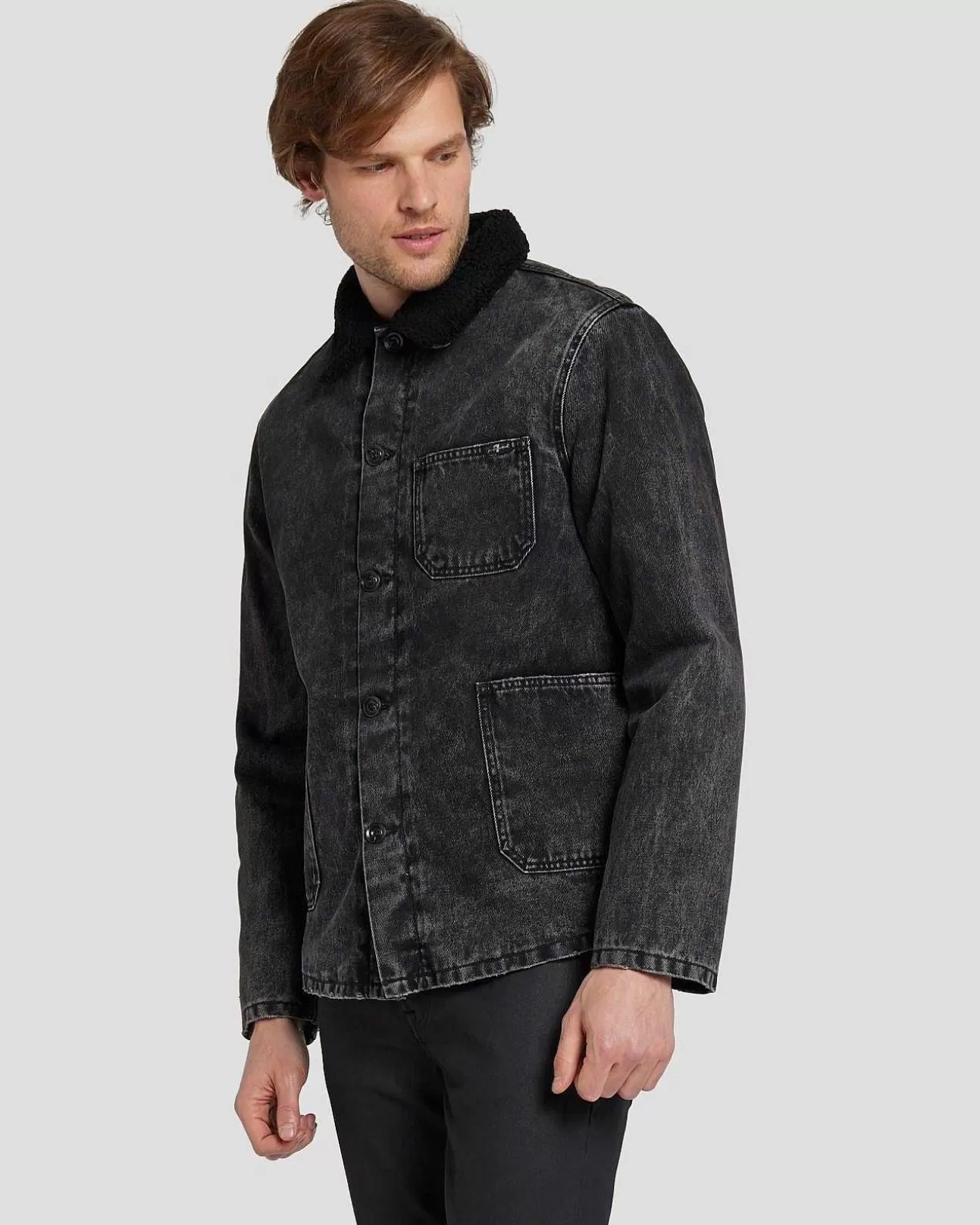 Jeans*Heren 7 For All Mankind Utility-Overshirt In Zalen Van Klimop