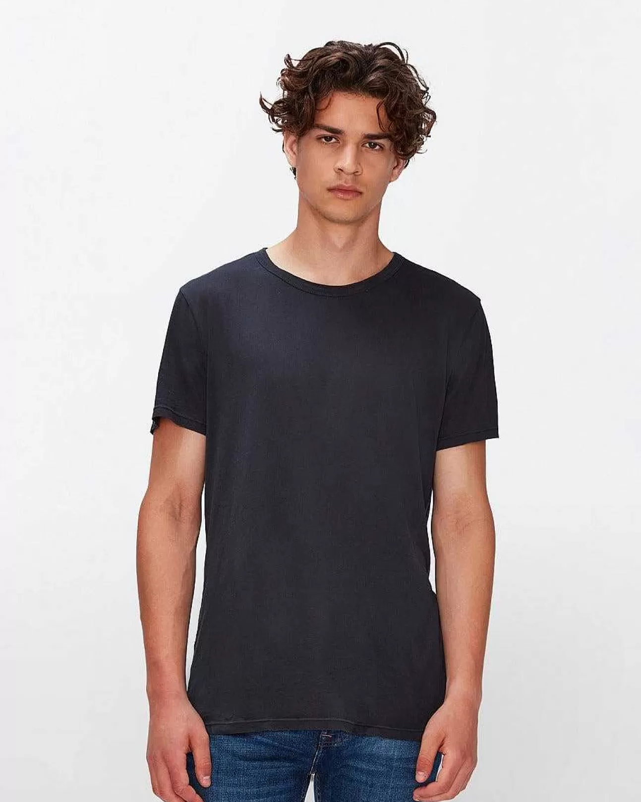 Overhemden*Heren 7 For All Mankind Vederlicht Katoenen T-Shirt Heide Grijs