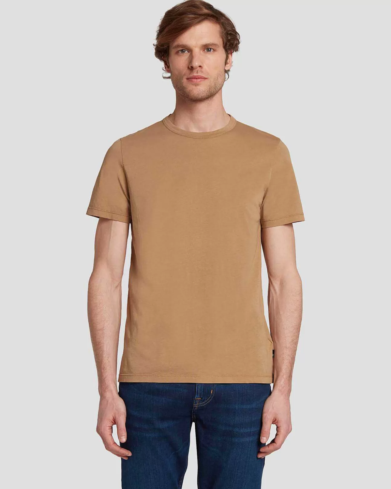 Overhemden*Heren 7 For All Mankind Vederlicht Katoenen T-Shirt Marine