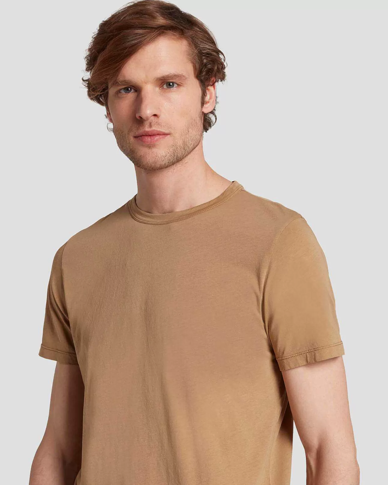 Overhemden*Heren 7 For All Mankind Vederlicht Katoenen T-Shirt Marine