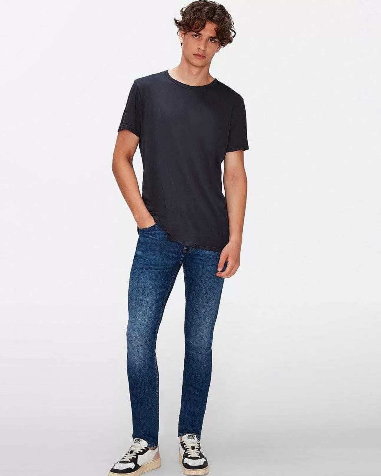 Overhemden*Heren 7 For All Mankind Vederlicht Katoenen T-Shirt Heide Grijs