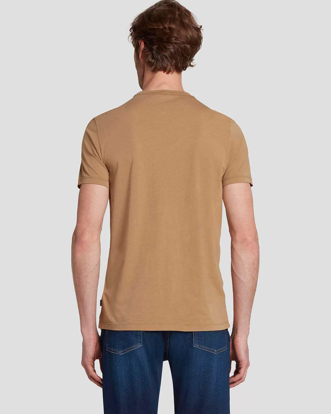 Overhemden*Heren 7 For All Mankind Vederlicht Katoenen T-Shirt Marine