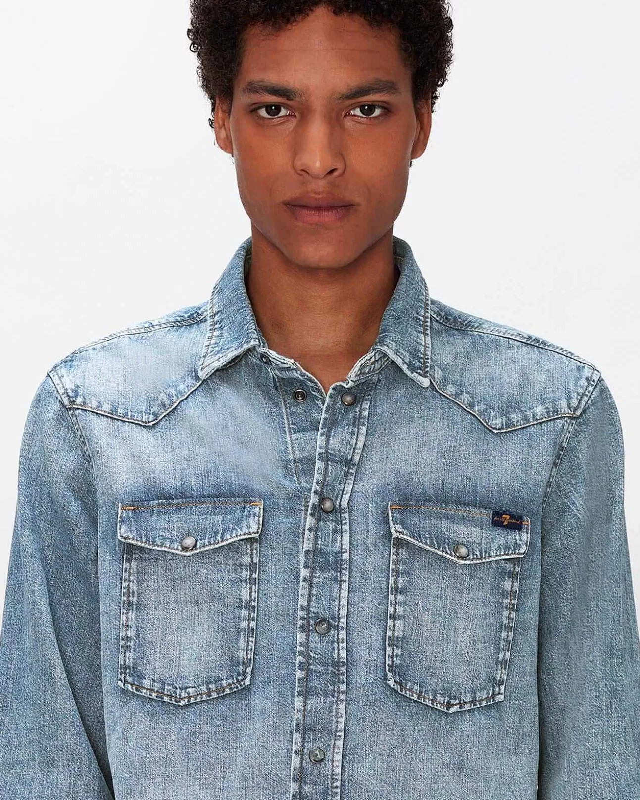 Jeans*Heren 7 For All Mankind Westernoverhemd In Blijf Drijven